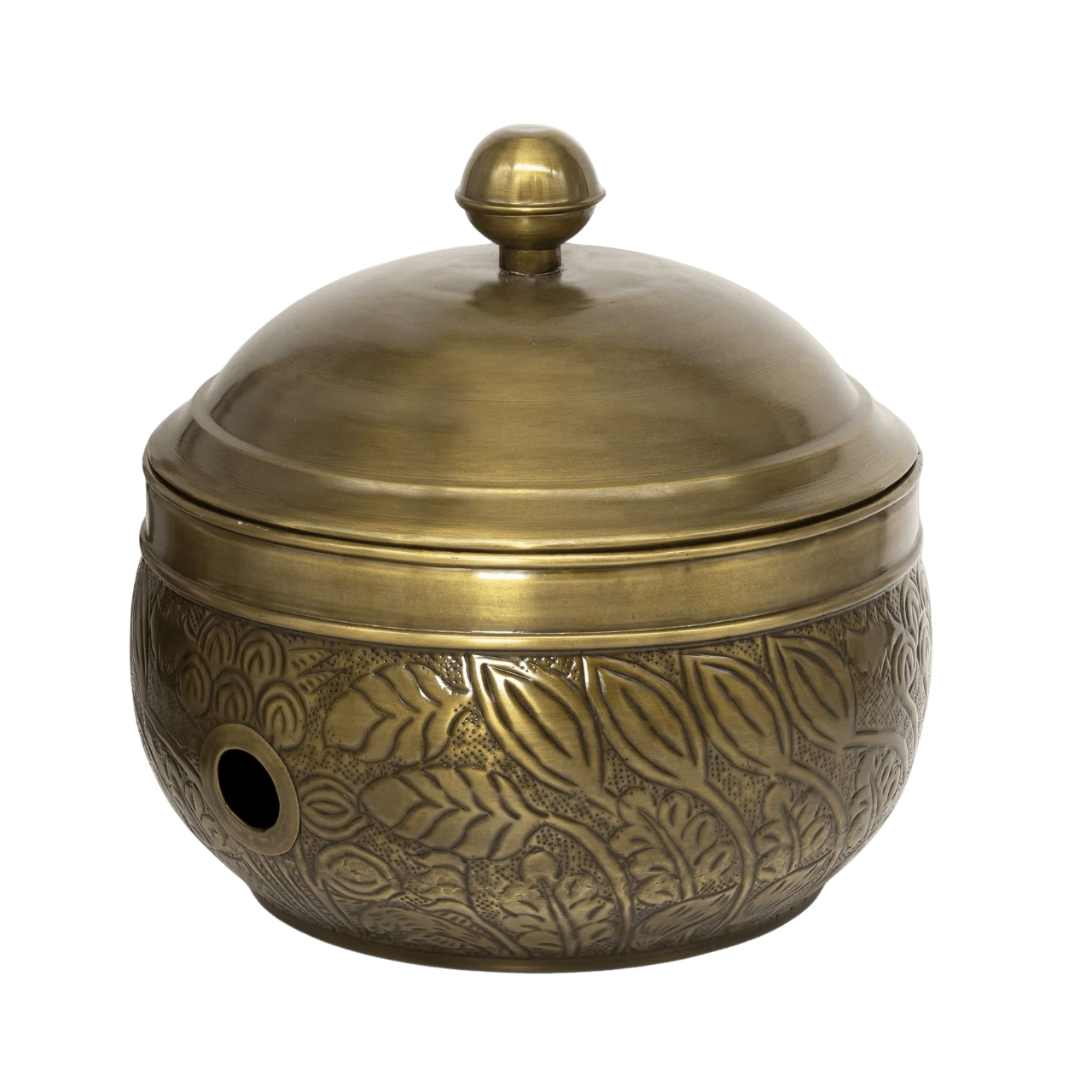 IRON CHASING METAL GARDEN HOSE POT WITH LID (ANTIQUE)